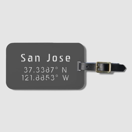 San Jose Latitude Longitude Gepäckanhänger (Vorderseite (Horizontal))