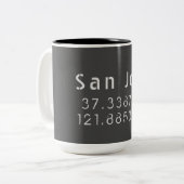 San Jose Latitude Longitude Zweifarbige Tasse (Vorderseite Links)