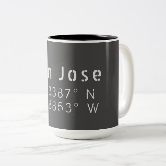 San Jose Latitude Longitude Zweifarbige Tasse (VorderseiteRechts)