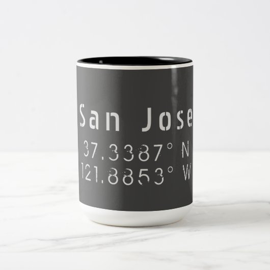 San Jose Latitude Longitude Zweifarbige Tasse (Mittel)