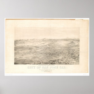 San Jose, panoramische Karte 1869 (1559A) CA Poster