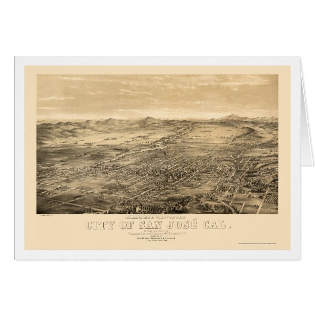 San Jose, panoramische Karte CAs - 1869 (Vorderseite (Horizontal))