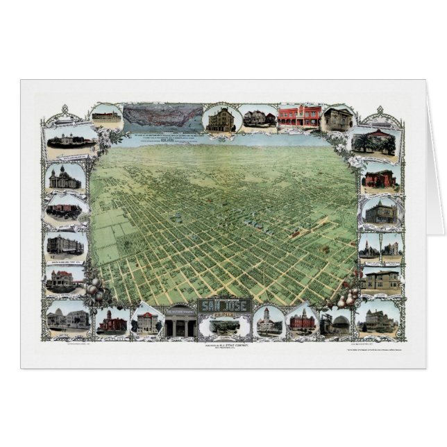 San Jose, panoramische Karte CAs - 1901 (Vorderseite (Horizontal))