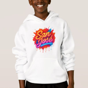 San José Retro Neon Script Street Art Splash Hoodie