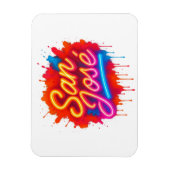 San José Retro Neon Script Street Art Splash Magnet (Vertikal)