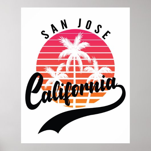 San Jose Retro Sunset Poster (Vorne)