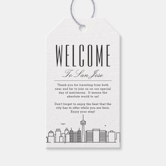 San Jose Skyline | Begrüßungsnachricht Geschenkanhänger (Vorderseite)
