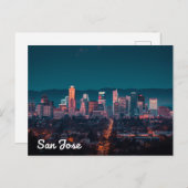 San Jose Skyline Night View Postkarte (Vorne/Hinten)