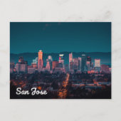 San Jose Skyline Night View Postkarte (Vorderseite)