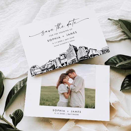 San Jose Skyline Wedding Save the Date Card Einladung