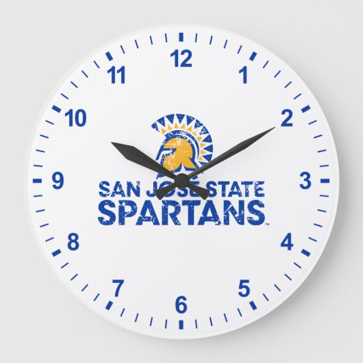 San Jose Staat Spartans Logo Wordmark stört Große Wanduhr (Vorderseite)