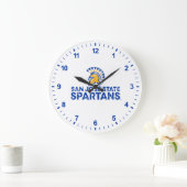 San Jose Staat Spartans Logo Wordmark stört Große Wanduhr (Zuhause)
