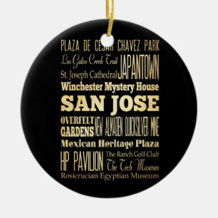 San Jose Stadt Kalifornien Staats-Typografie-Kunst Keramikornament
