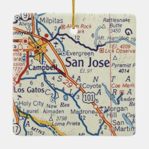 San Jose Vintage Karte Keramikornament