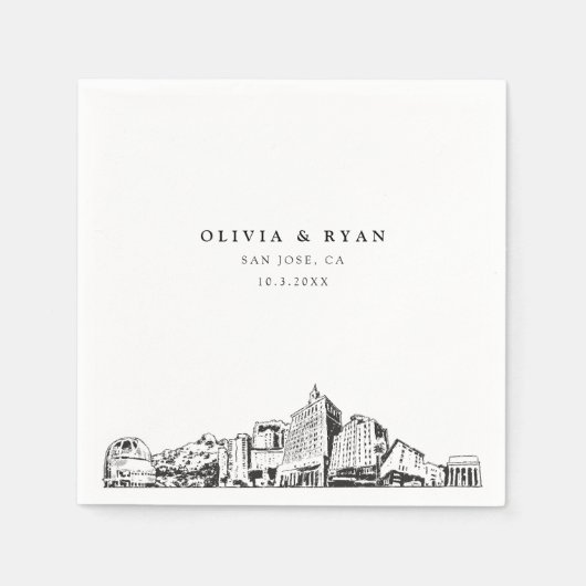 San Jose Wedding Minimalistisch Paper Serviette (Vorderseite)
