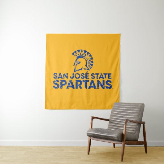 San- JoseStaat Spartans Logo Wordmark beunruhigt Wandteppich (Beispiel)