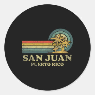 San Juan Beach Puerto Rico Familienurlaub Vintag Runder Aufkleber