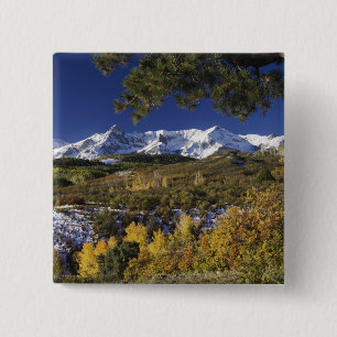 San Juan Berge und Aspen Bäume in Fallfarbe Button