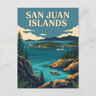 San Juan Inseln Washington Küsten Vintage Poster Postkarte