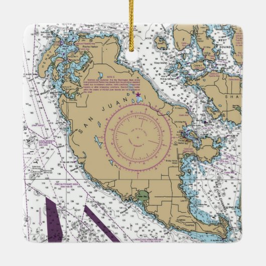 San Juan Island WA Chart Keramikornament (Rückseite)