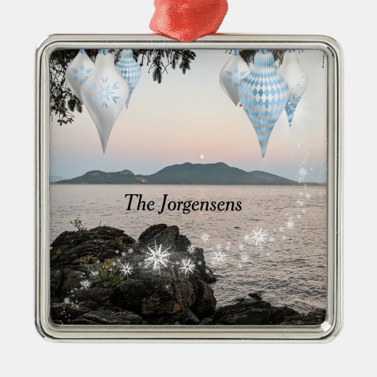 San Juan Islands - Moon Rising Over Cypress Island Ornament Aus Metall (Vorne)