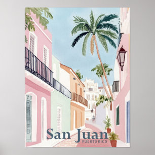 San Juan Puerto Rico Aquarellmalerei Reise Poster
