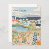 San Juan Puerto Rico Gouache Illustration Travel Postkarte (Vorne/Hinten)