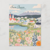 San Juan Puerto Rico Gouache Illustration Travel Postkarte (Vorderseite)
