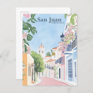 San Juan Puerto Rico Gouache Illustration Travel Postkarte