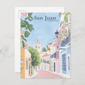 San Juan Puerto Rico Gouache Illustration Travel Postkarte (Vorne/Hinten)