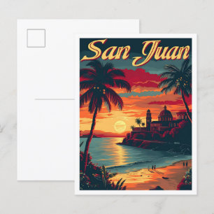 San Juan Puerto Rico künstlerische Reiseillustrati Postkarte