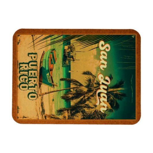San Juan Puerto Rico Palm Tree Souvenirs 60er Magnet (Horizontal)