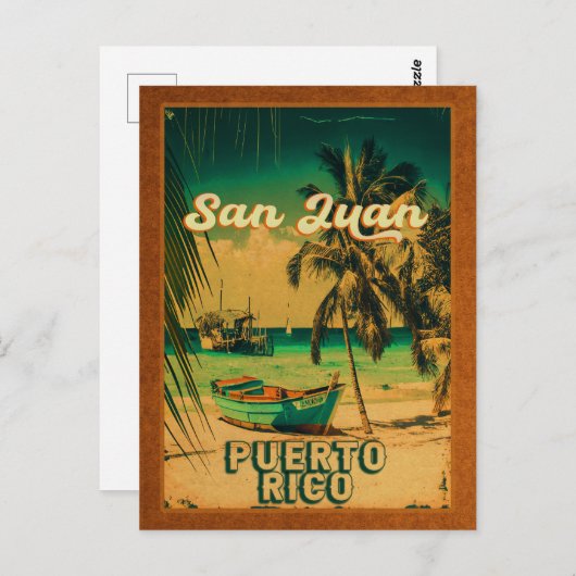 San Juan Puerto Rico Palm Tree Souvenirs 60er Postkarte (Vorne/Hinten)