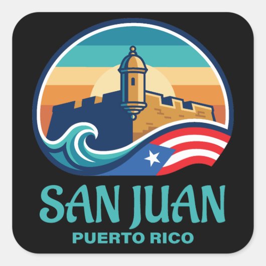 San Juan Puerto Rico Quadratischer Aufkleber (Vorderseite)