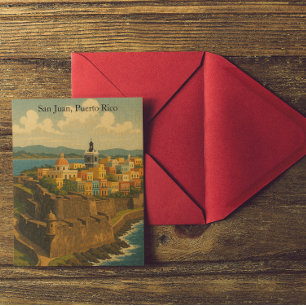 San Juan Puerto Rico Retro Kunst, Dichtung und Mus Postkarte