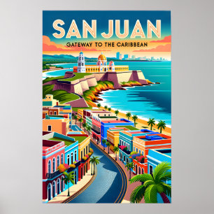San Juan Puerto Rico Retro-Reiseposter-Kunst Poster
