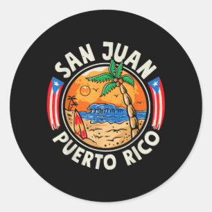 San Juan Puerto Rico Strand Retro Vintage 70er Runder Aufkleber
