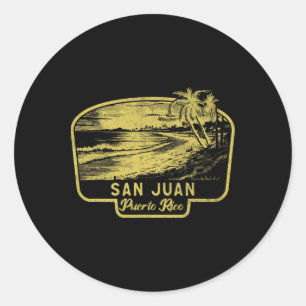 San Juan Puerto Rico Strand Surf Vintage Blau Männ Runder Aufkleber
