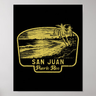San Juan Puerto Rico Strand Surfen Vintage Blau Mä Poster