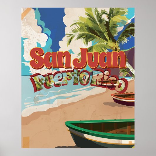 San Juan, Puerto Rico Vintage Reiseplakat. Poster (Vorne)