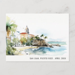 San Juan Puerto Rico Watercolor Landscape Travel Postkarte
