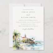 San Juan Puerto Rico Watercolor Landscape Wedding Einladung (Vorderseite)