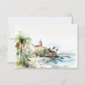 San Juan Puerto Rico Watercolor Landscape Wedding RSVP Karte (Rückseite)