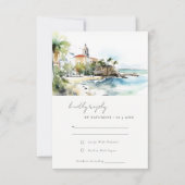 San Juan Puerto Rico Watercolor Landscape Wedding RSVP Karte (Vorderseite)