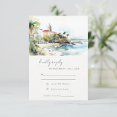 San Juan Puerto Rico Watercolor Landscape Wedding RSVP Karte (Stehend Vorderseite)