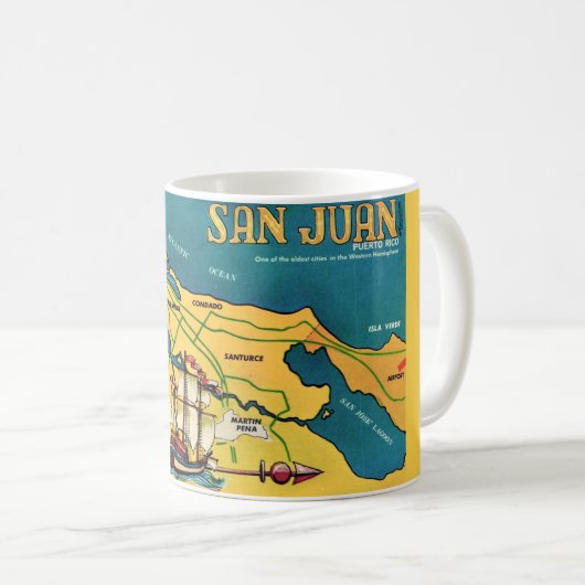 San Juan Retro Map Tasse (VorderseiteRechts)