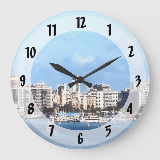 San Juan Skyline Große Wanduhr (Vorderseite)