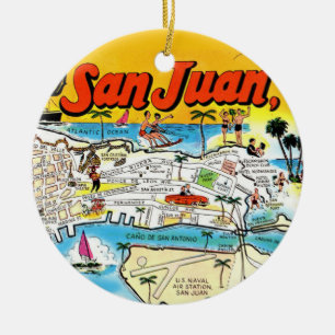 San Juan Vintage-Kartenornament Keramik Ornament