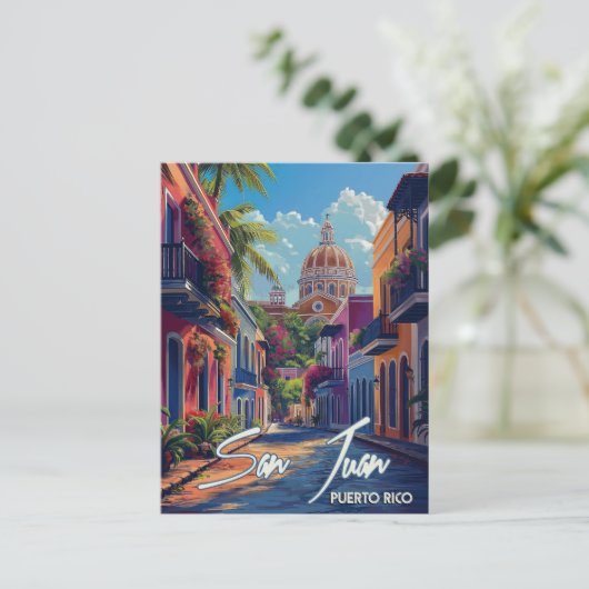 San Juan Vintage Travel Postkarte (Stehend Vorderseite)