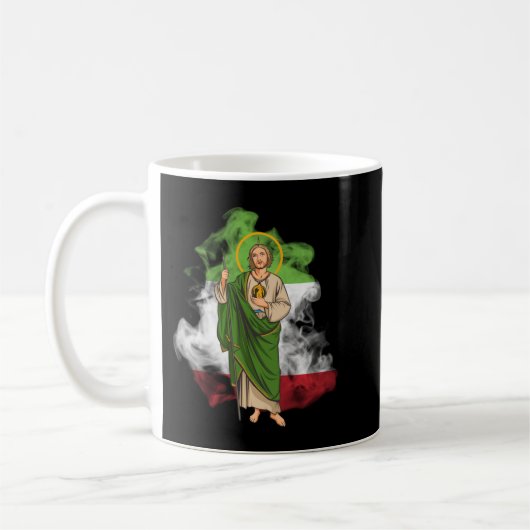 San Judas Tadeo con Bandera de México Pullover Kaffeetasse (Links)
